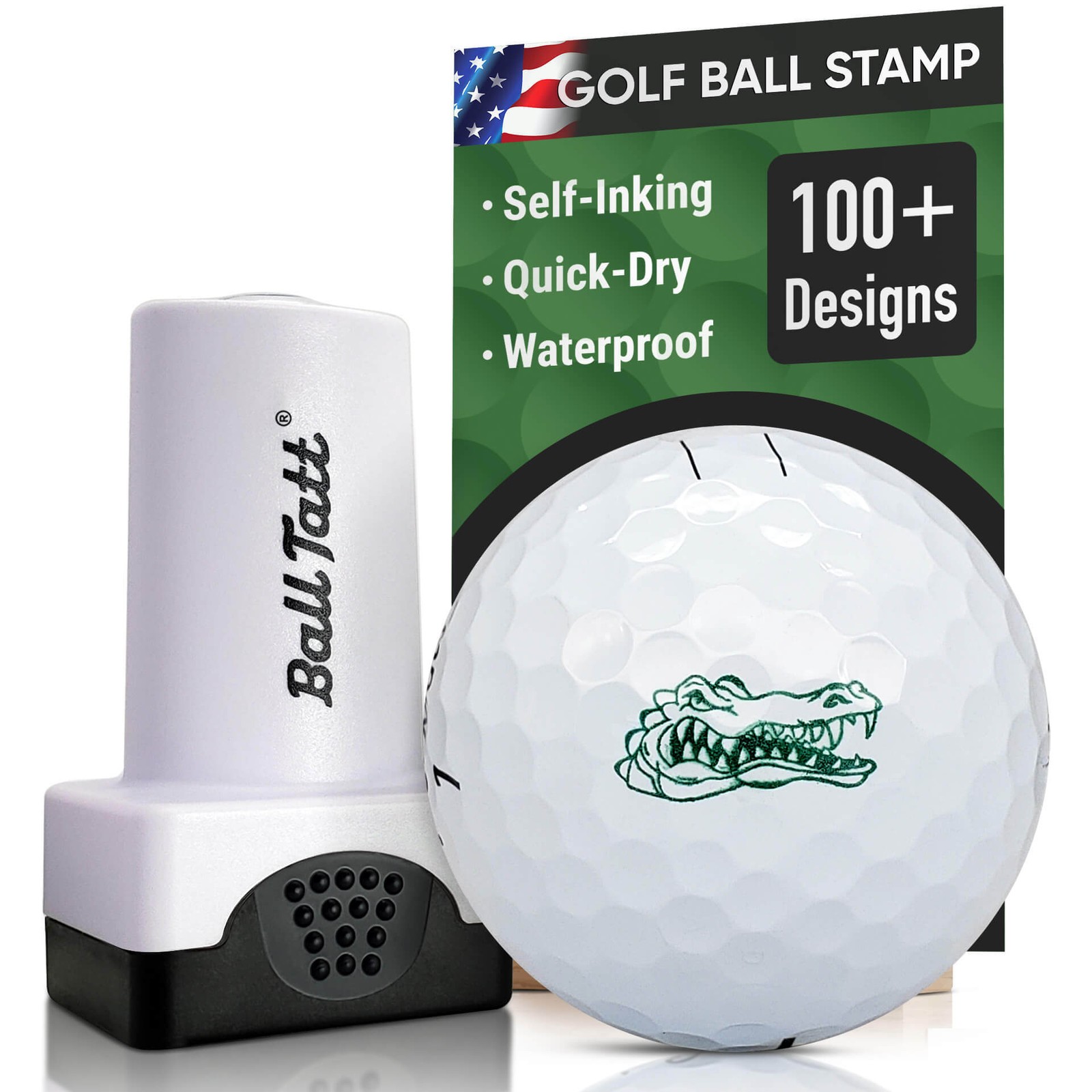 Ball Tatt - Gator Golf Ball Stamp Marker Quick-Dry Self-Inking Ball Stamper