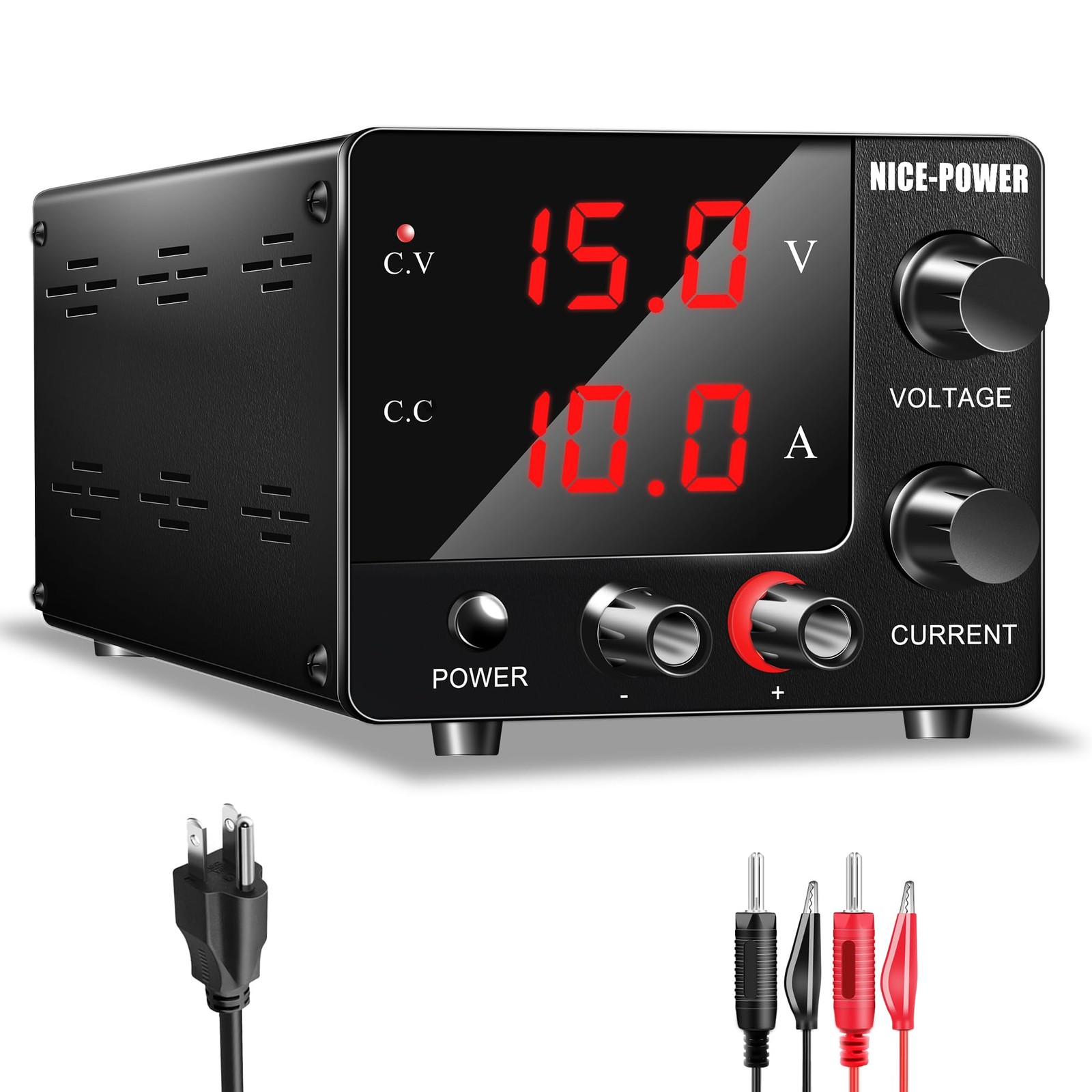 NICE-POWER DC Power Supply Variable 0~30V 0~10A, 3-Digits LED Display...