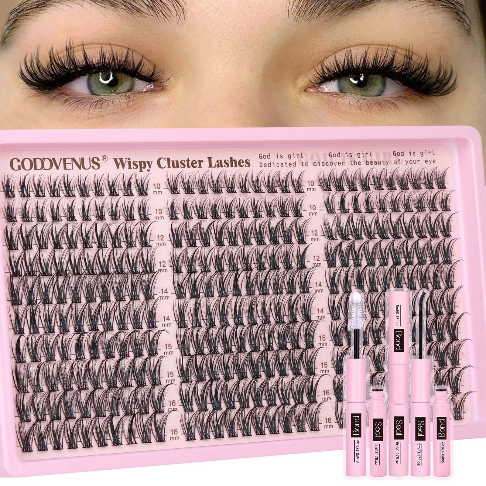 Goddvenus Lash Clusters Kit Wispy Eyelash Lashes Natural DIY black