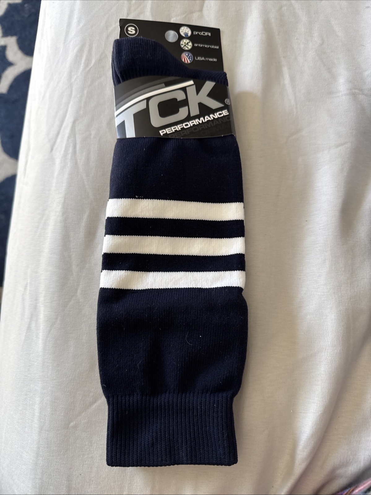 TCK Performance Sock - Blue With White Stripe - Size Small