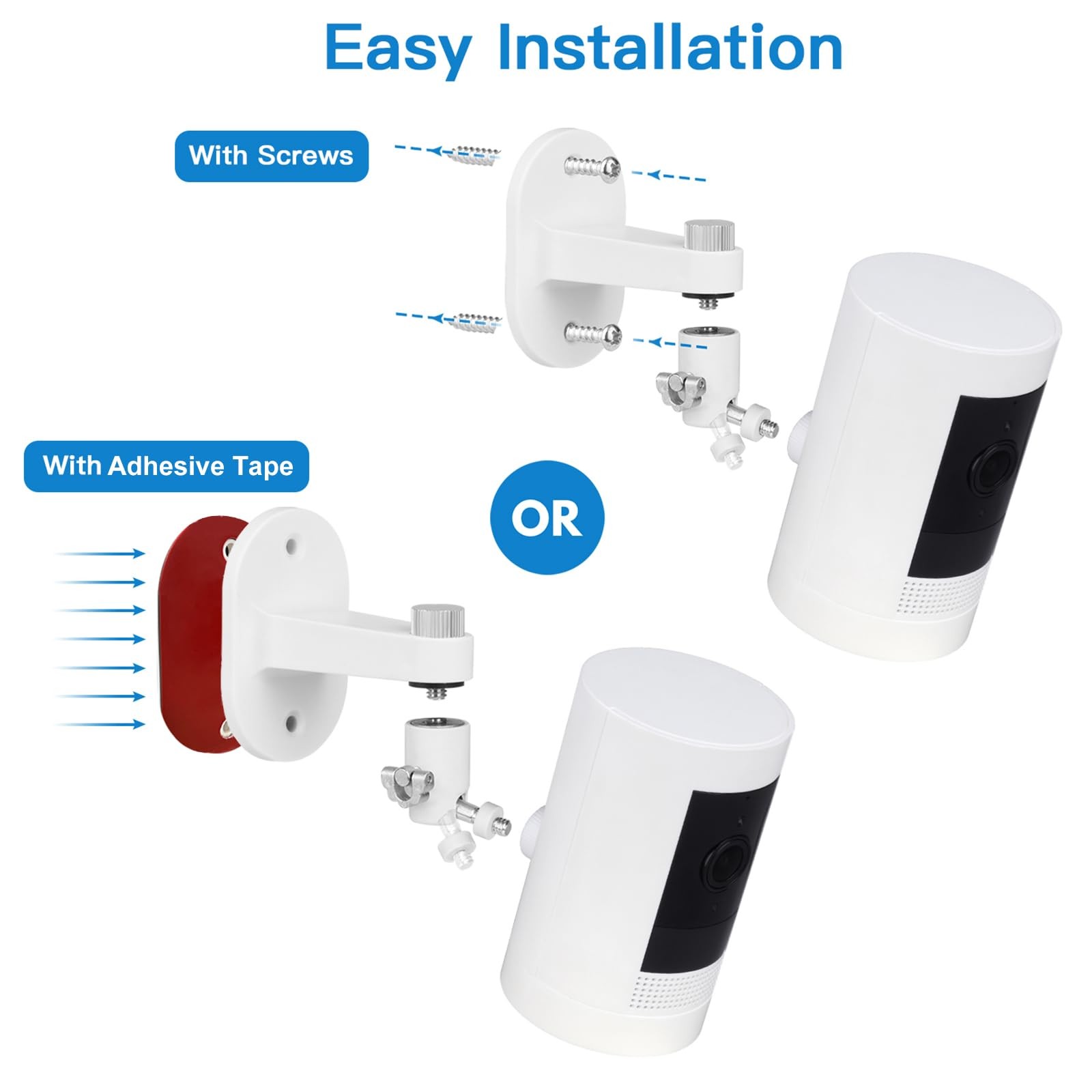 2Pack Adjustable Security Wall Mount Bracket for Ring Stick Up 2Pack, White