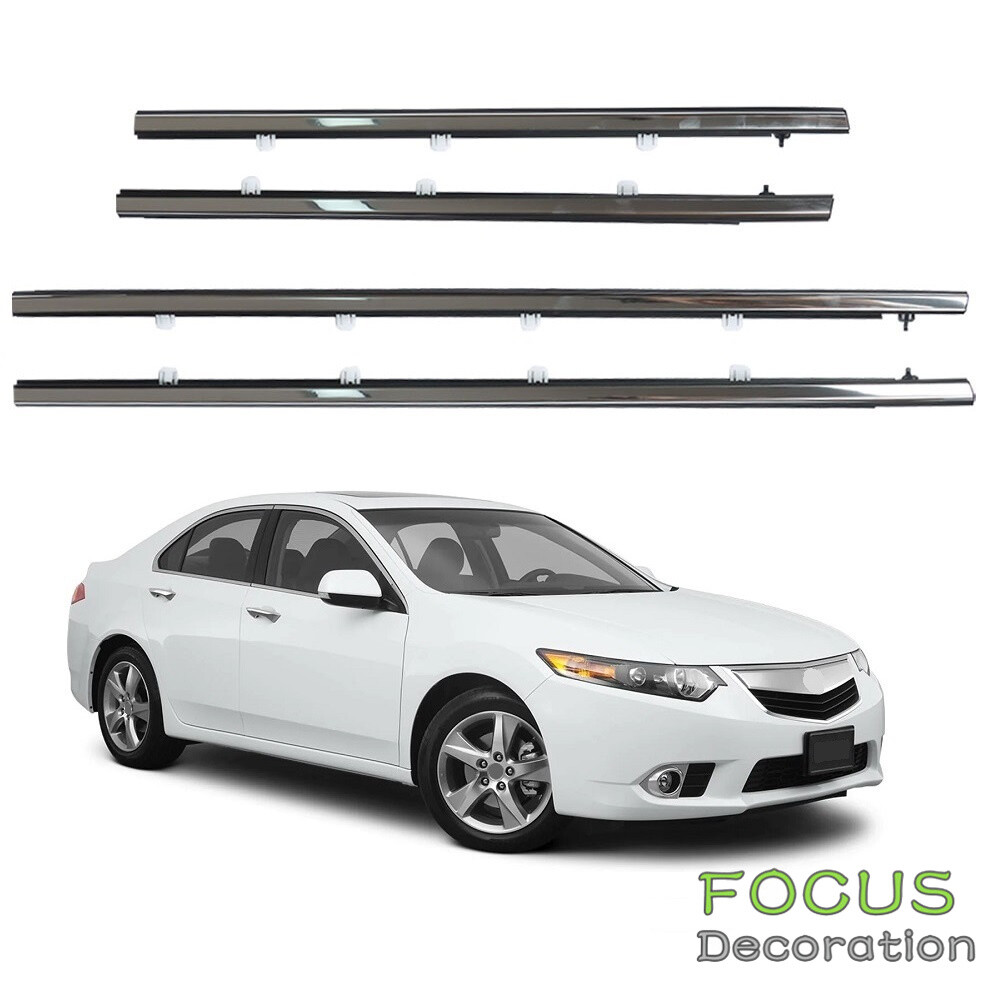 For Acura TSX 2009-2014 4Pcs Car Outside Window Moulding Weatherstrip Seal Belt