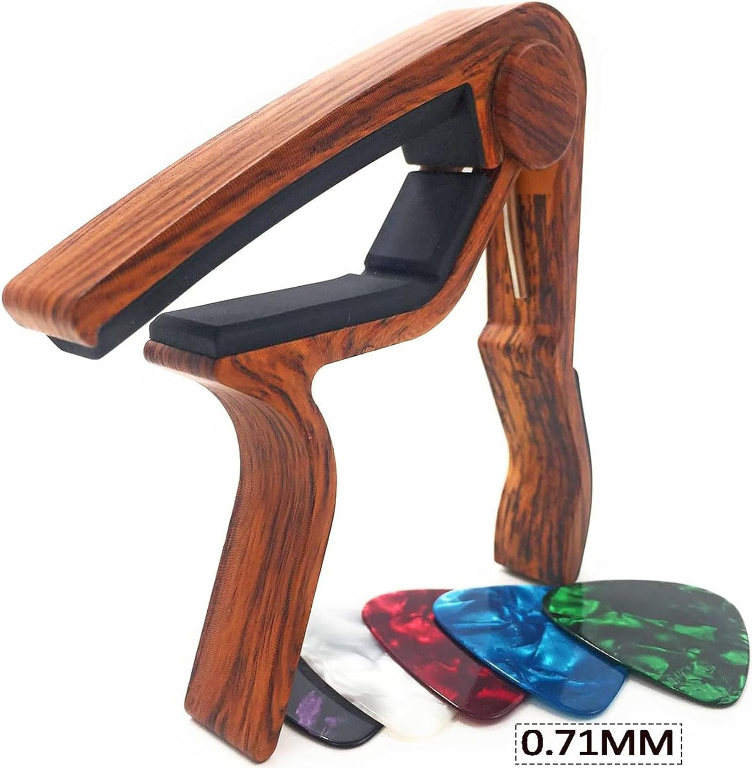 WINGO Guitar Capo for Acoustic and Electric Guitars - Rosewood Color with 5 Pick