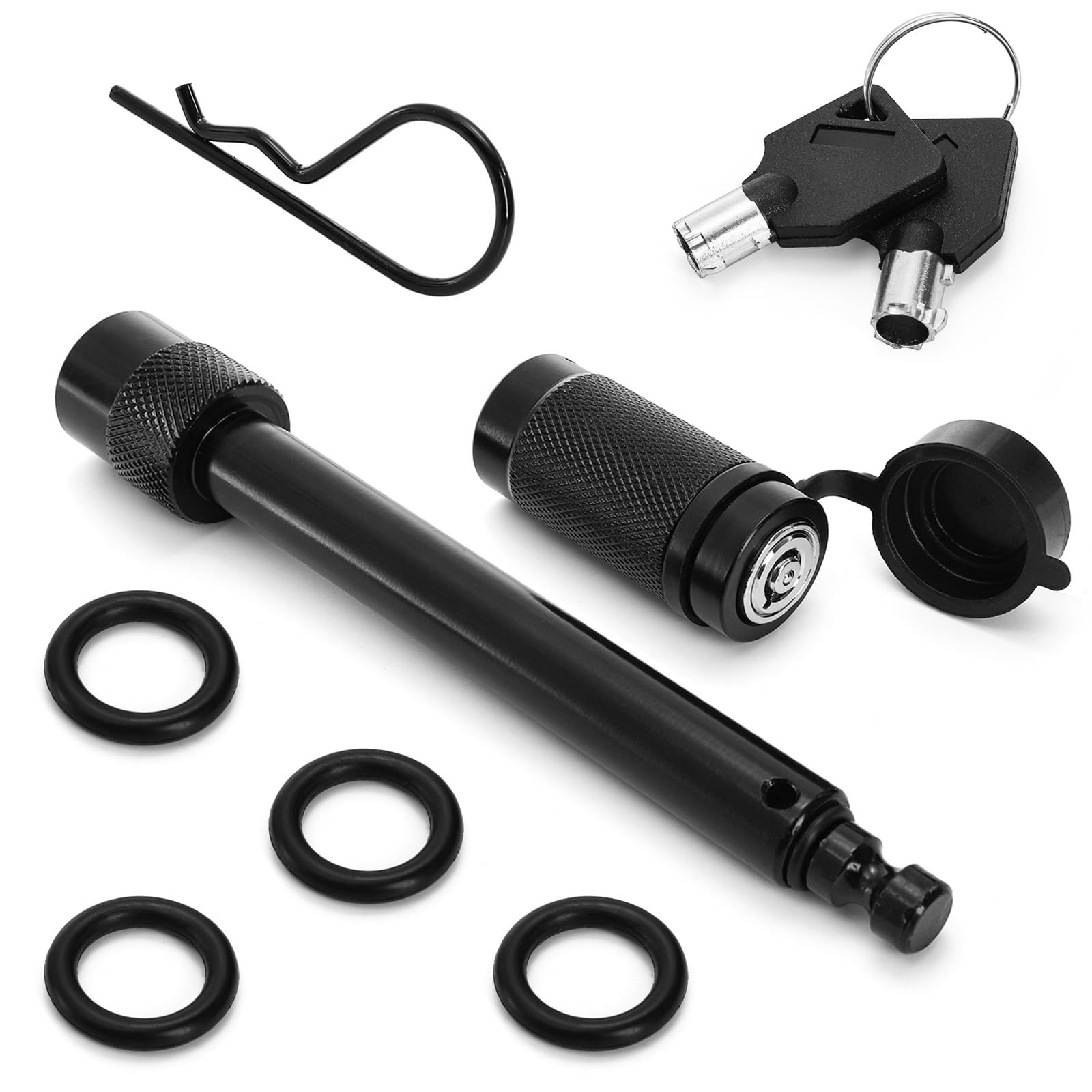 Elsjoy 5/8" Trailer Hitch Lock with Extra Long 4-1/2" Span, Long, Black