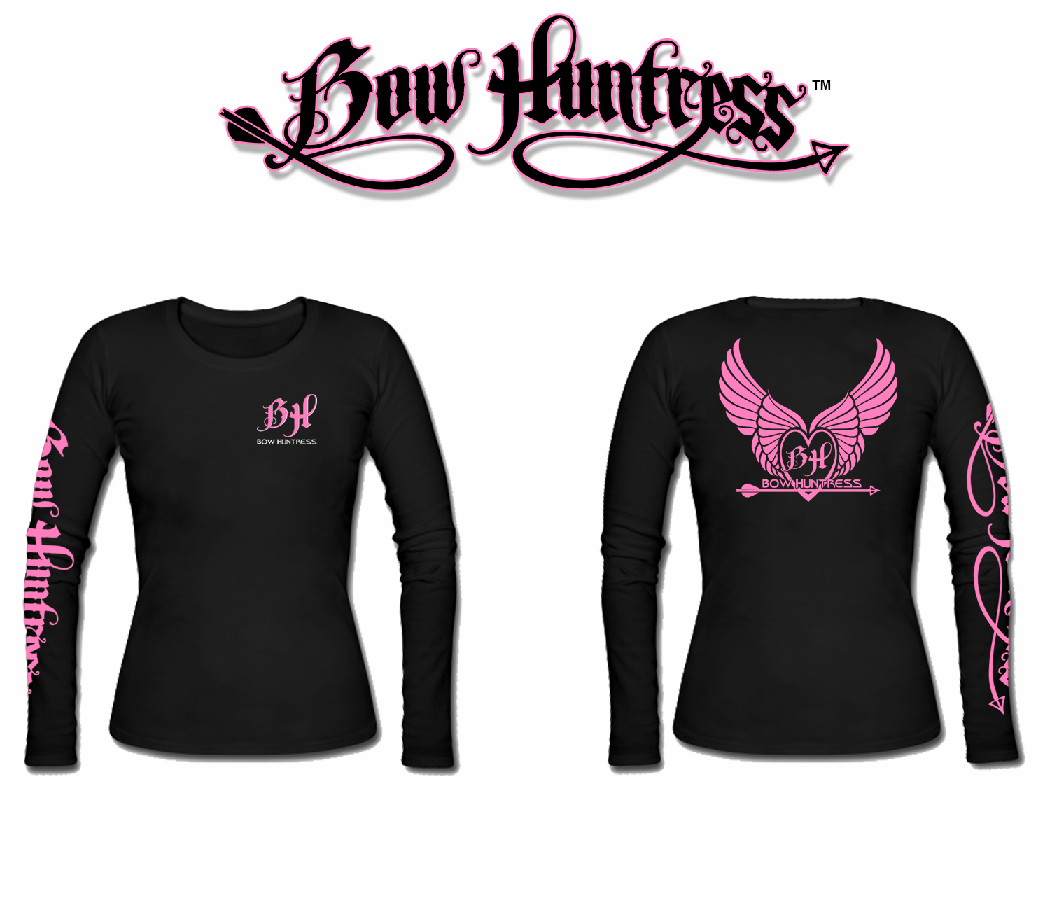 Bow Huntress Women's Long sleeve hunting t shirt,deer hunter,compound bow,pink