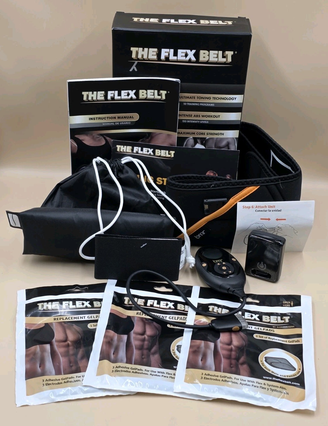 The Flex Belt Electronic Slendertone Abdominal Workout Muscle Toner Extra Pads