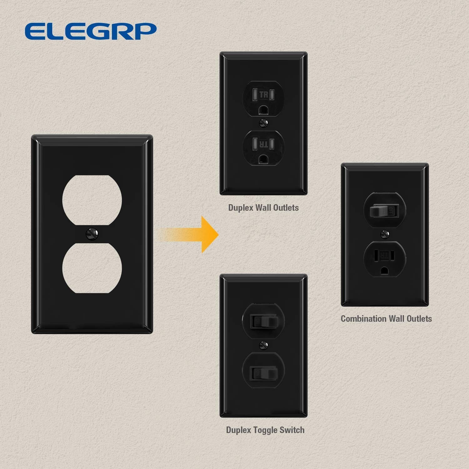 Duplex Outlet Covers, 1-Gang Wall Plates, Unbreakable Faceplates 10 Pack
