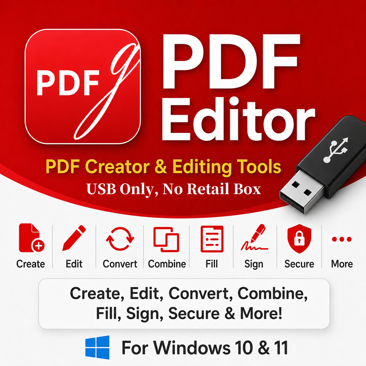 PDF Software Suite ~ Professional Management PDF Editor Creator for Windows USB