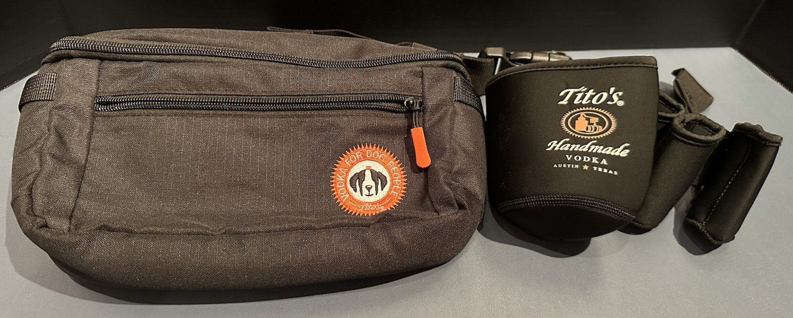 Tito’s Vodka Fanny Pack For Dog People With Sleeves For Can And Shot Glasses