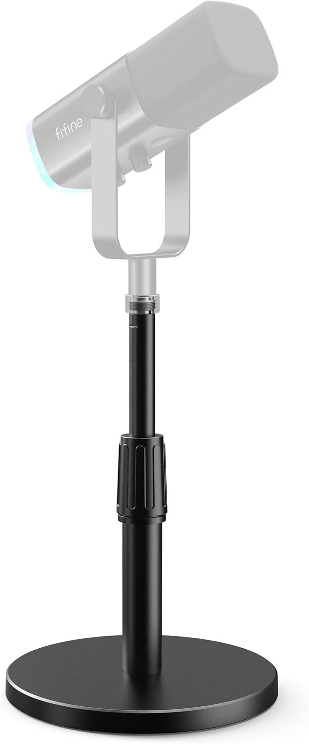 FIFINE Desktop Microphone Stand, Heavy-Duty Metal Adjustable Table Mic Stand ...