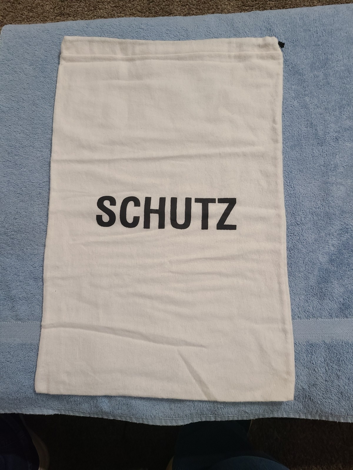 Schutz White Felt Drawstring Purse Shoe Large Dustbag, 19x12 Excellent Condition