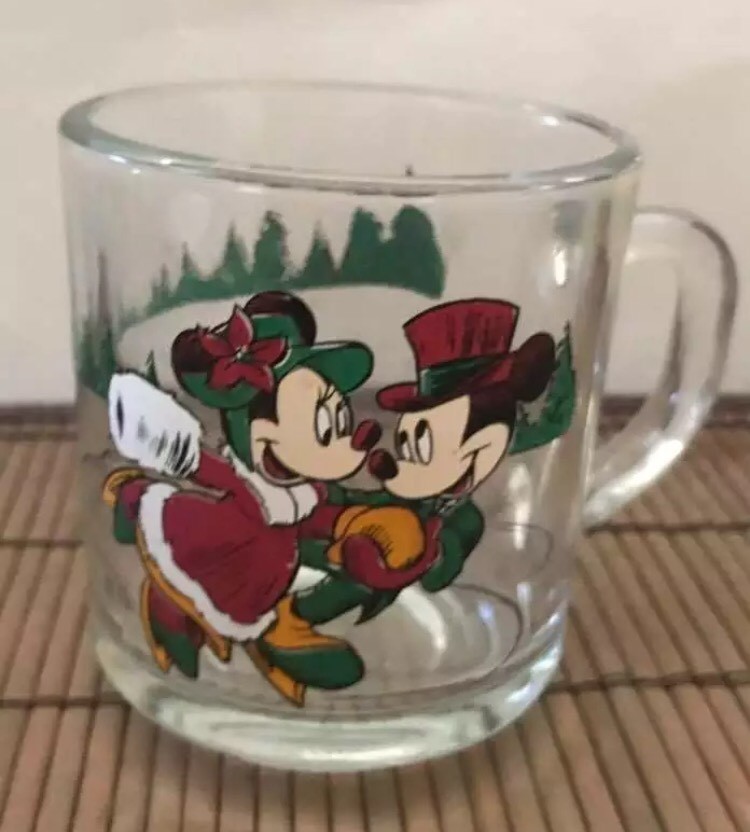 Holiday Mickey and Minnie Mouse cup