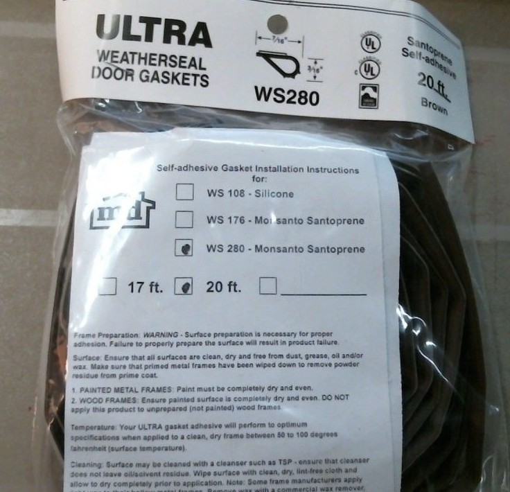 md WS280 Ultra Weatherseal Door Gaskets, 20' Brown, FREE SHIPPING