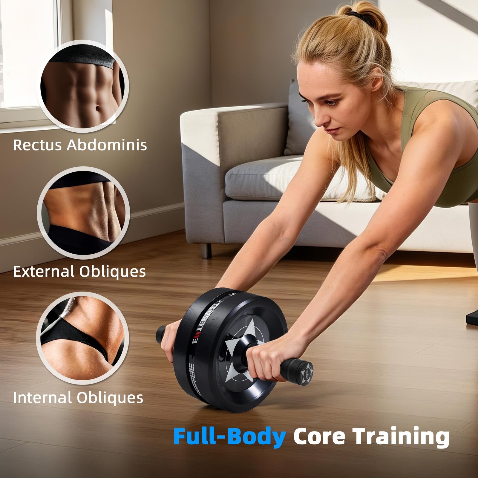 Ab Roller Wheel for Abs Workout - Core Strength Training Equipment with Knee