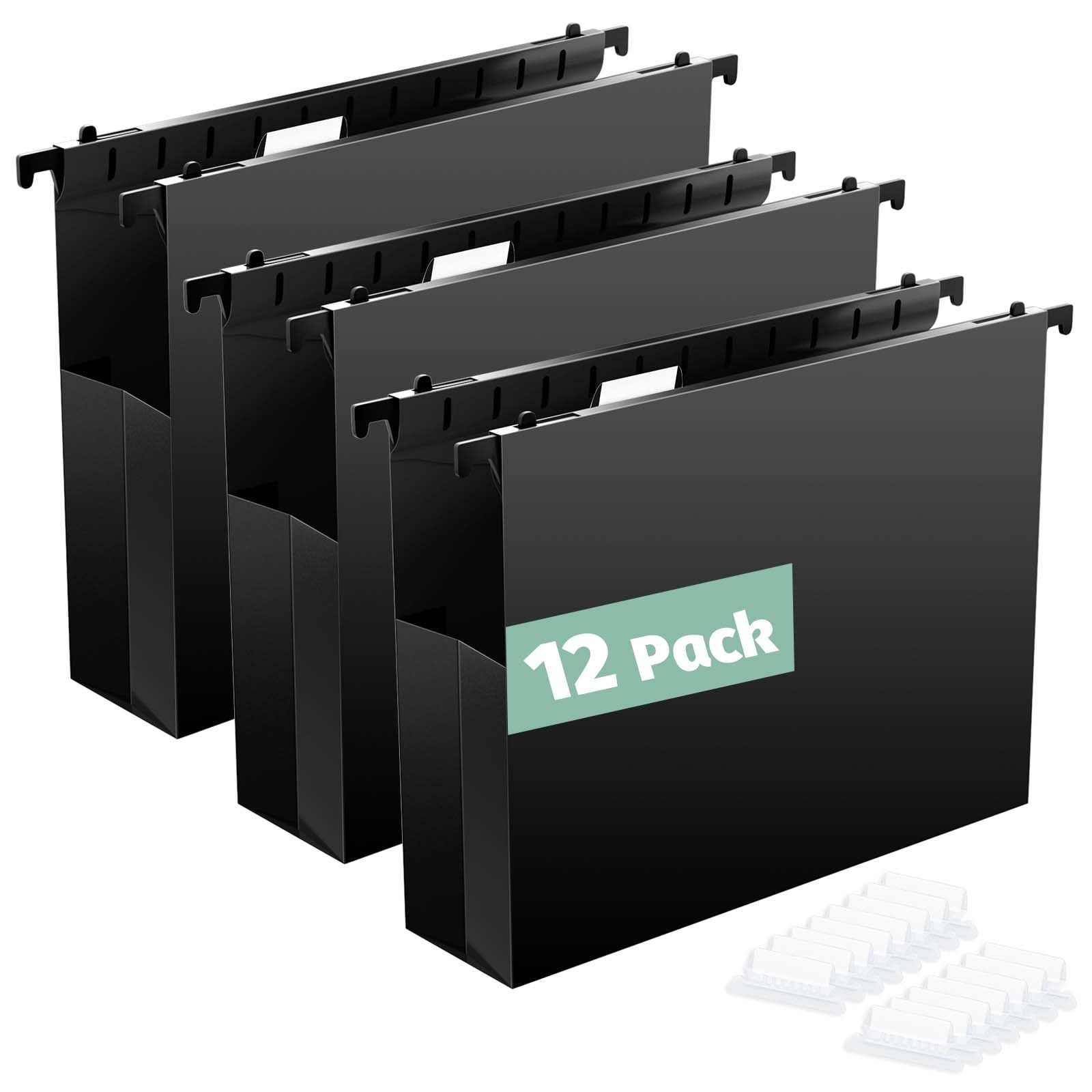Shutex Extra Capacity Plastic Hanging File Letter Size, 8.5 x 11inch, Black