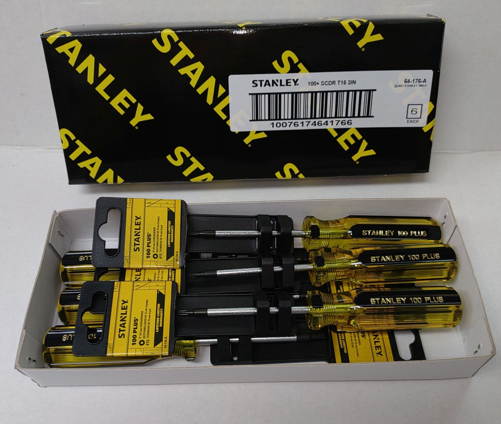 Stanley 100 Plus T15 x 3" Torx Screwdriver 64-176-A  Lot of 6