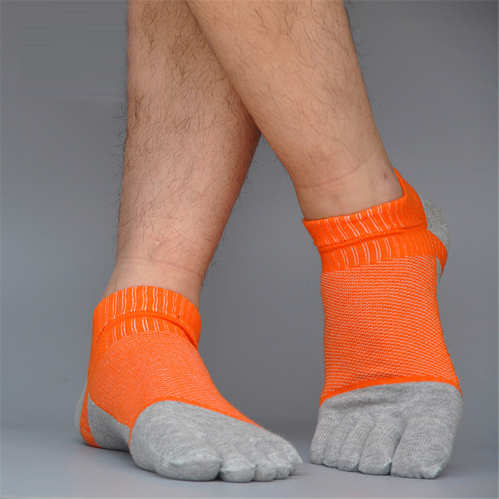 1 Pair Mens Low Cut Ankle Five Finger Toe Socks Combed Cotton Sport Mesh Causal