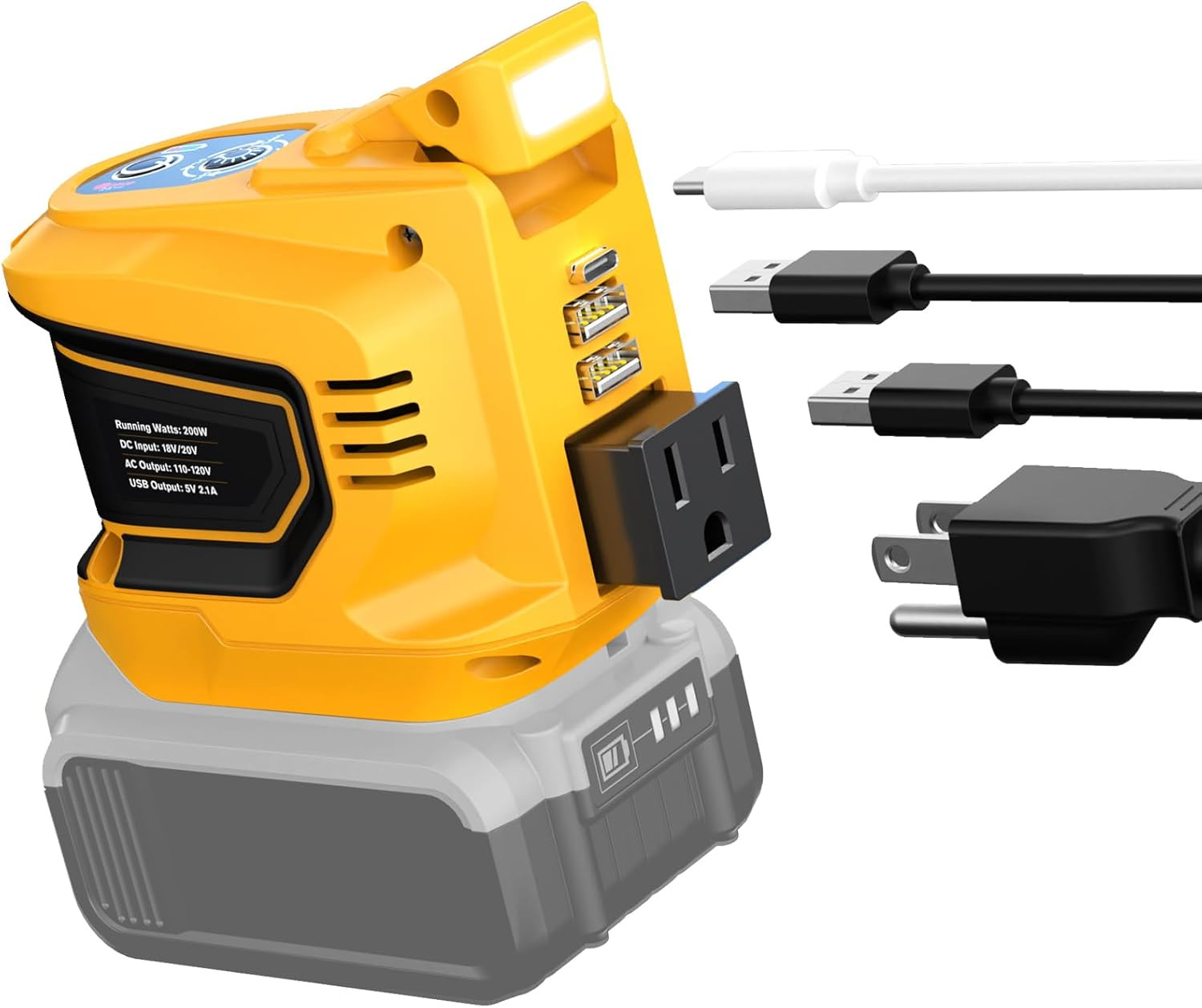 200W Portable Power Inverter for Dewalt 20V, Outdoor Generato Battery Convert...