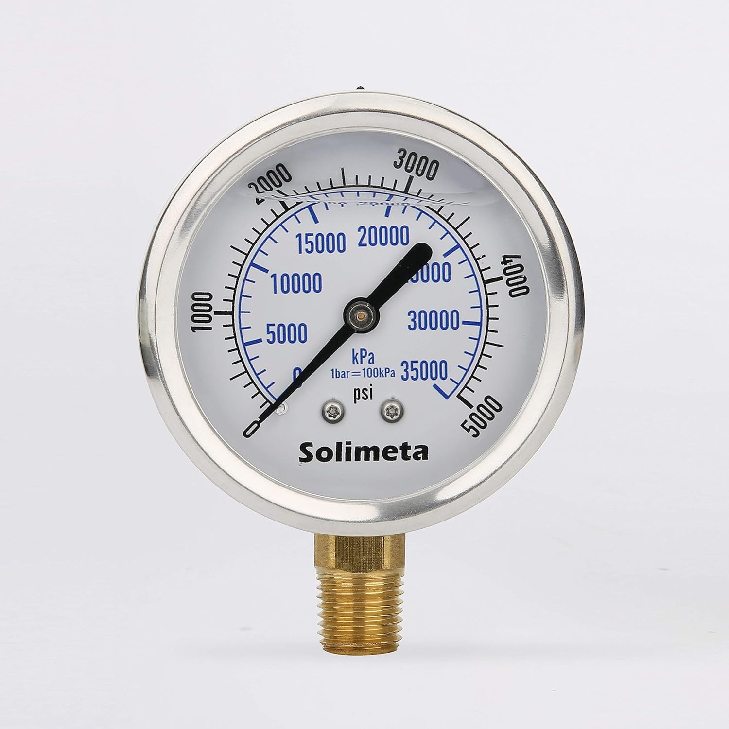 Oil Filled Hydraulic Pressure Gauge 5000 PSI 0-5000 Pa 1/2 NPT Baffled