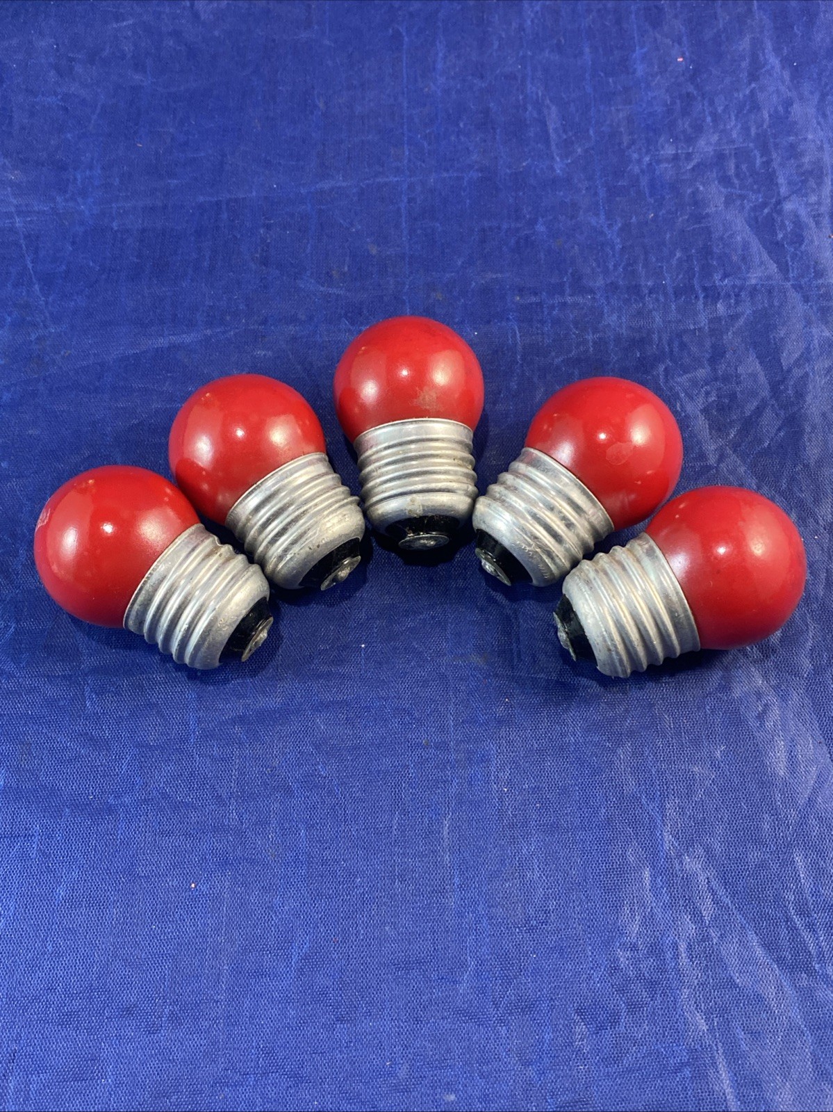 E26 Red Bulb Small Vintage Lot Of 5, Sylvania 7 1/2W