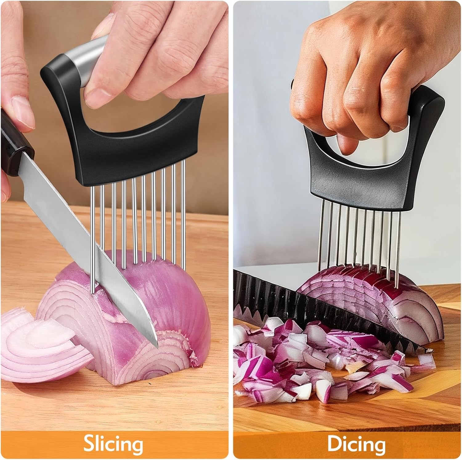 Onion Holder for Slicing, Stainless Steel Onion Slicer, Onions Slicer Holder wit
