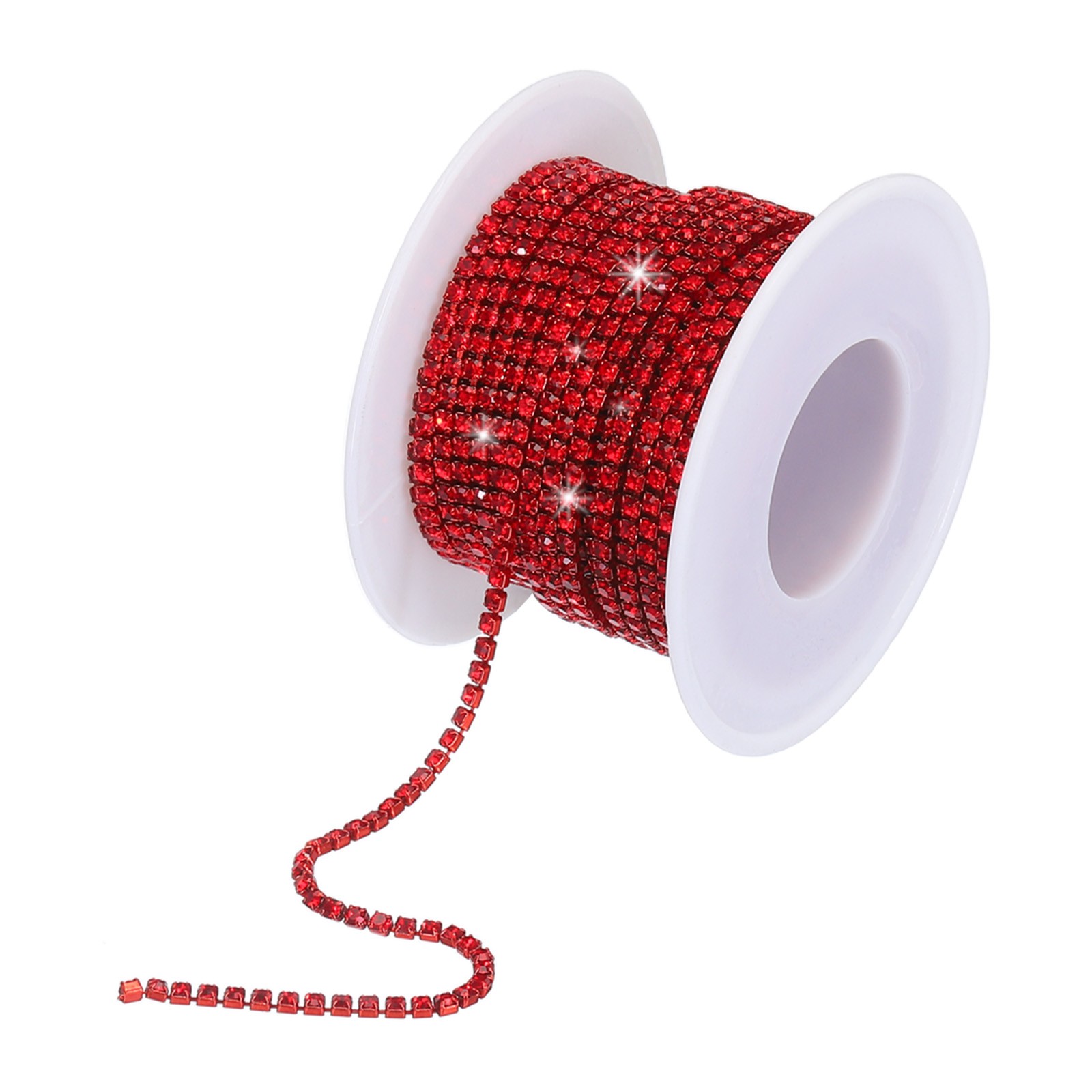 10 Yard 2mm Crystal Rhinestone Chain Red Gems Red Base