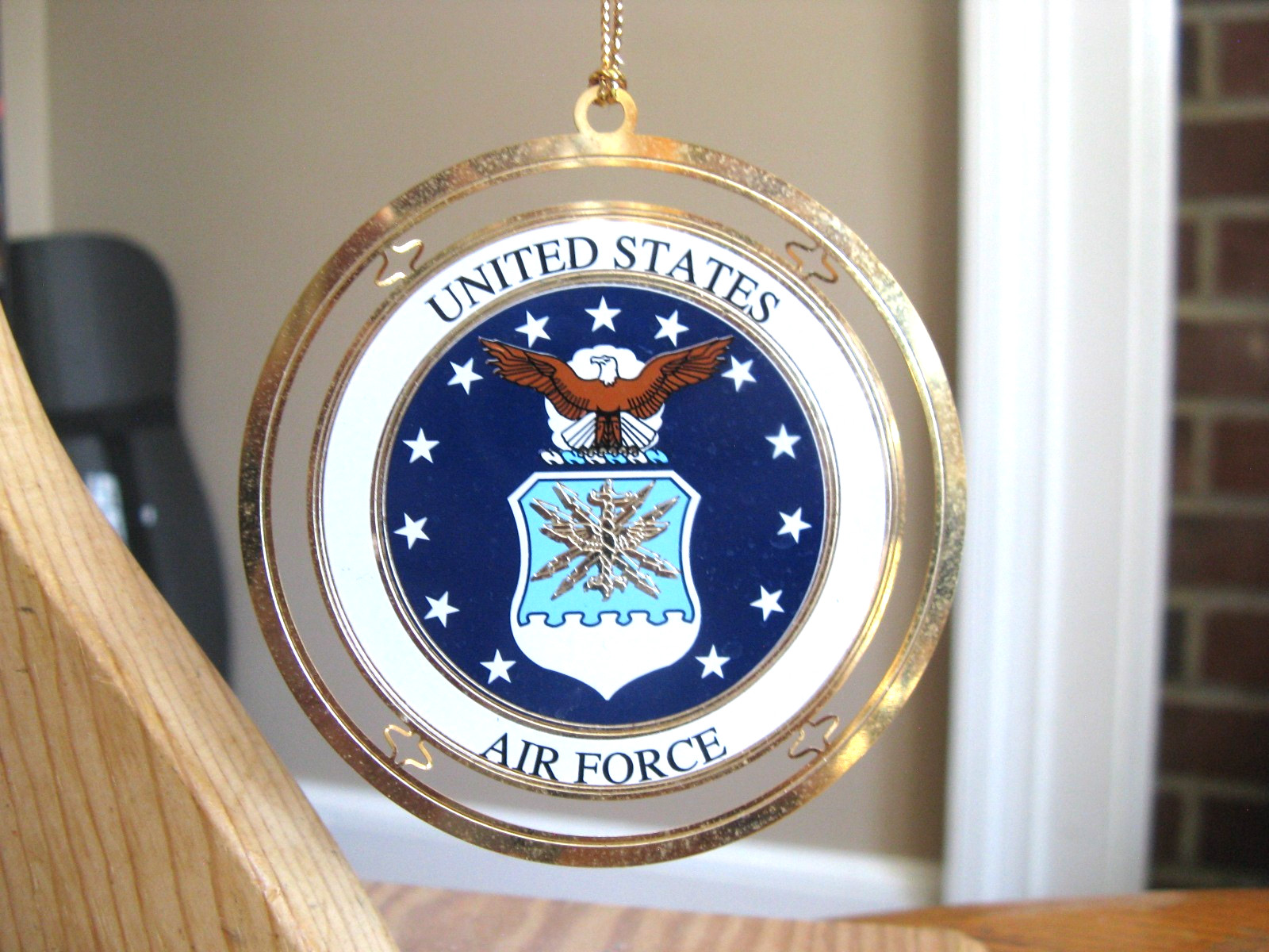Chemart United States Air Force Gold Plated 3" Ornament NIB
