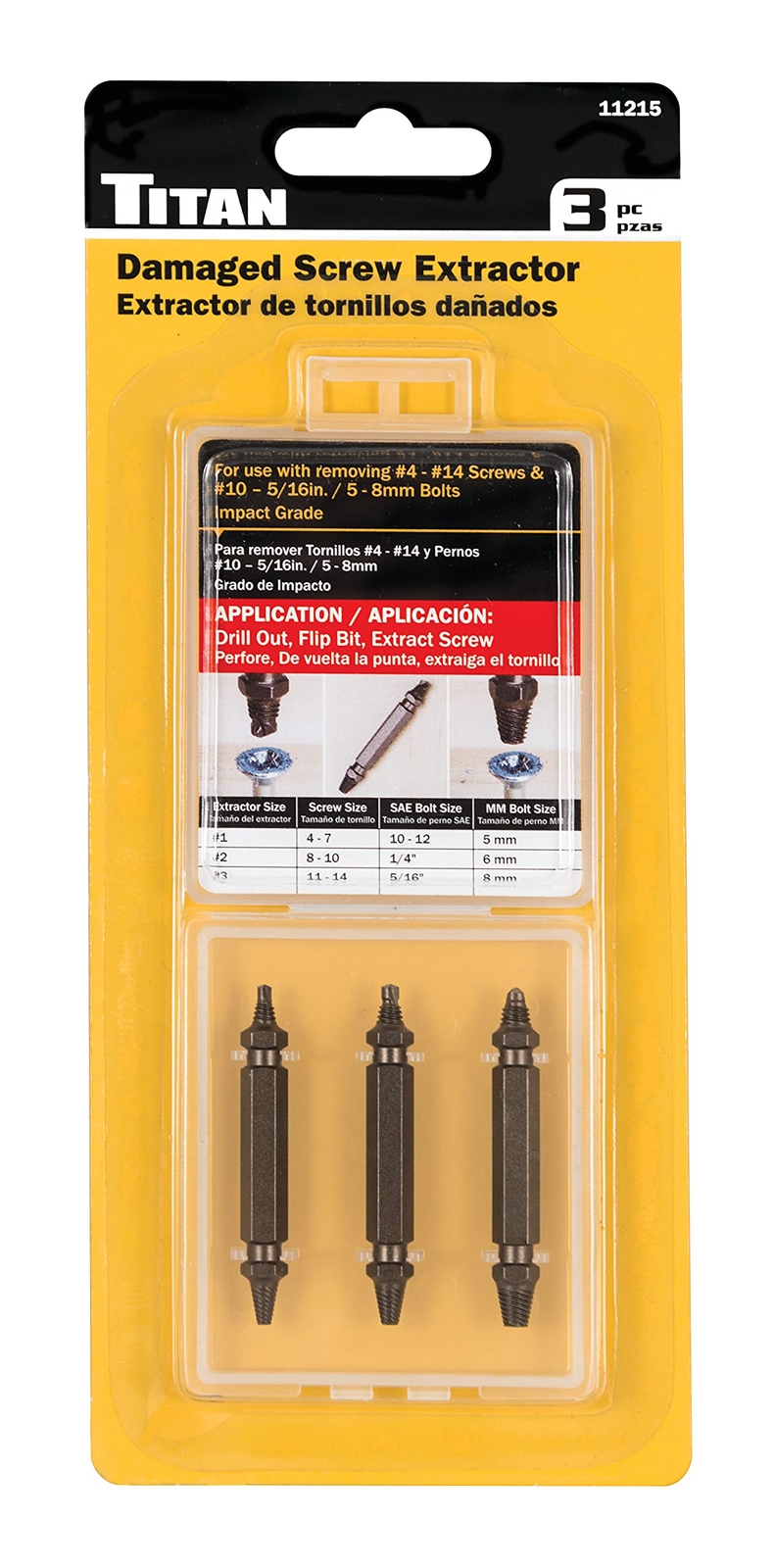 Titan Tools 3 pc. Damaged Screw Extractor Set (11215)