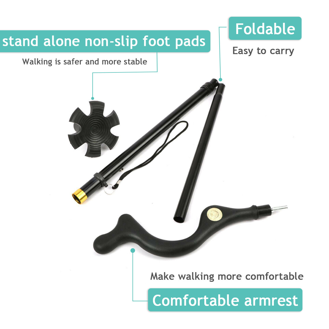 10 Levels Adjustable Collapsible Posture Correcting Cane Foldable Walking Cane