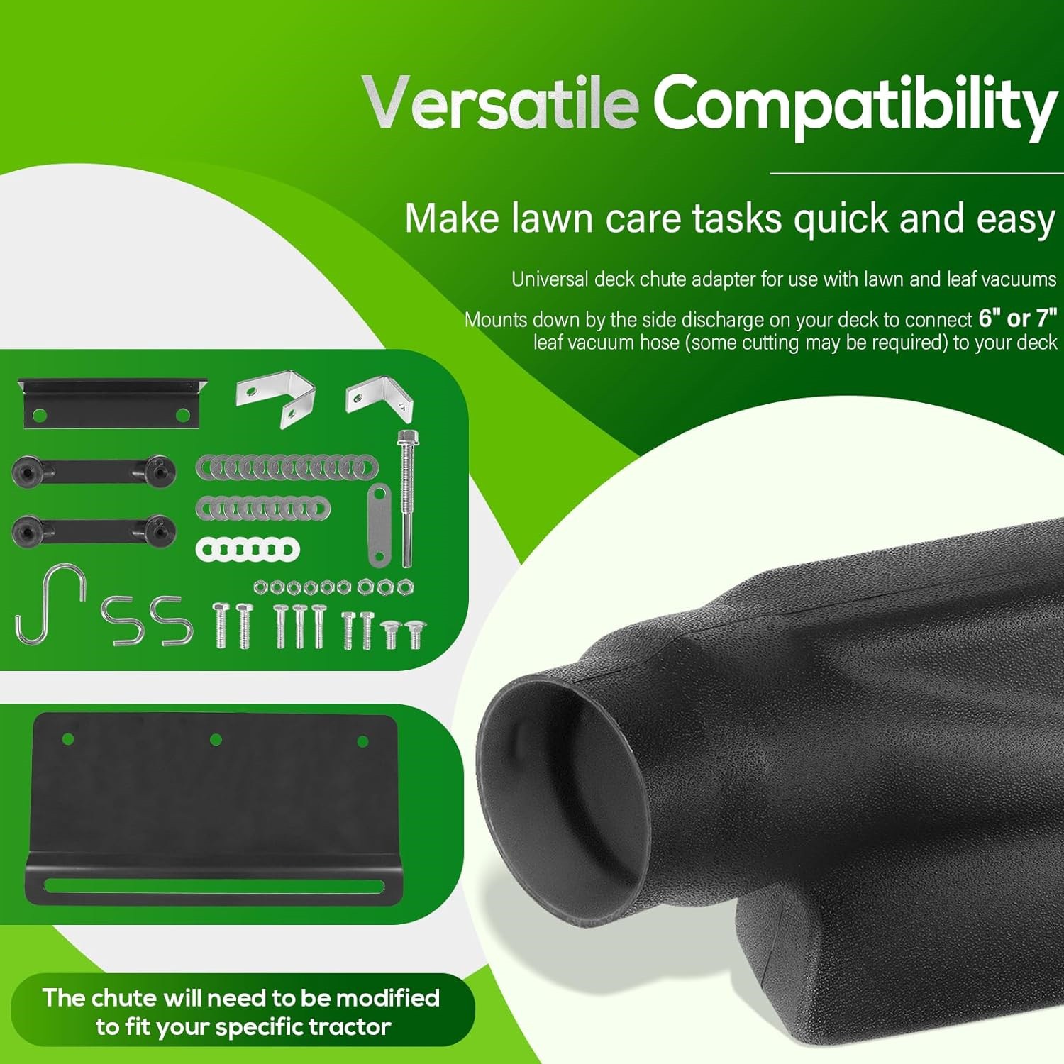 62468 Adapter Mow-N-Vac Kit Universal Deck Boot Chute Leaf Vacuum Bagger
