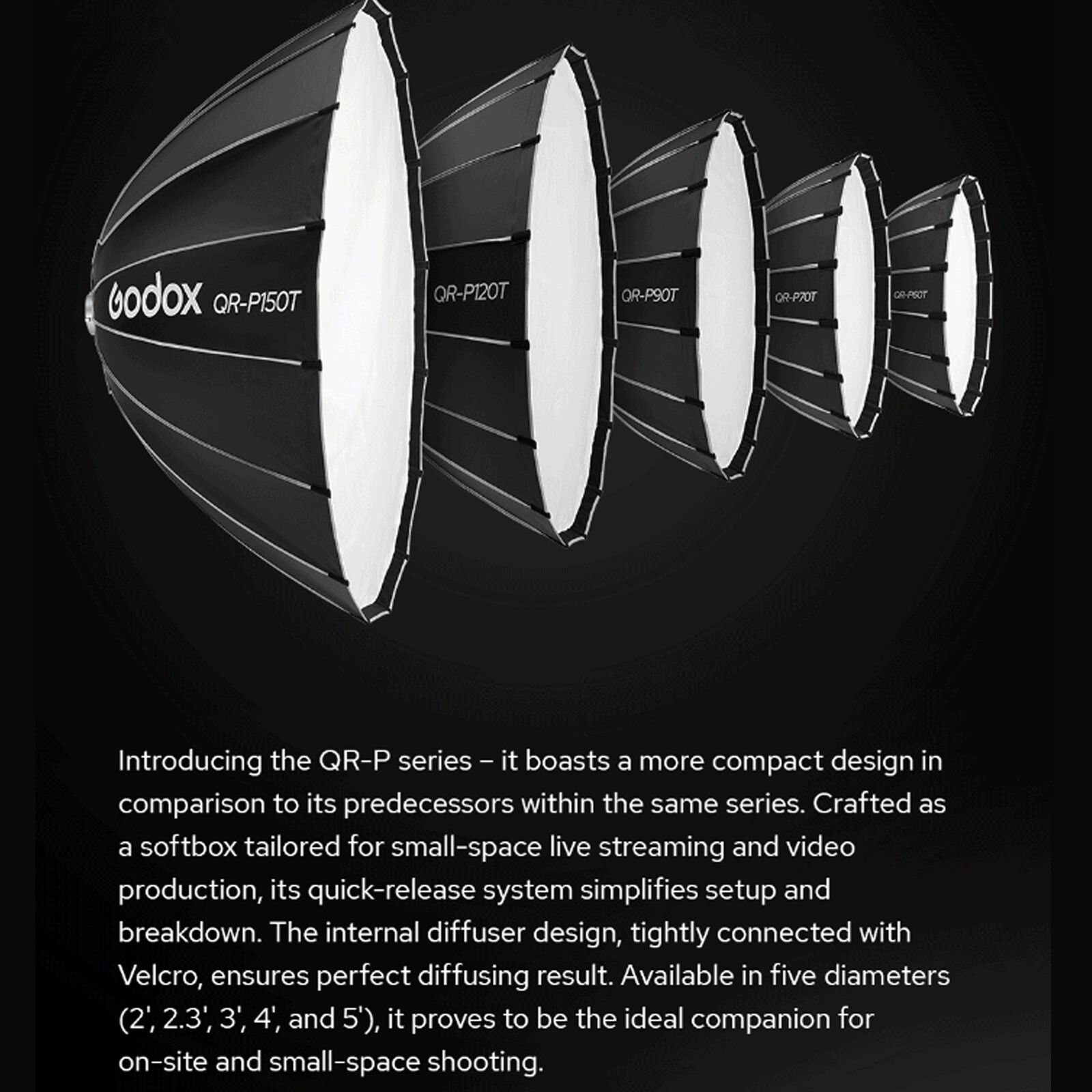 Godox QR-P70T 70cm Parabolic Softbox Quick Release Light Diffuser+Honeycomb Grid