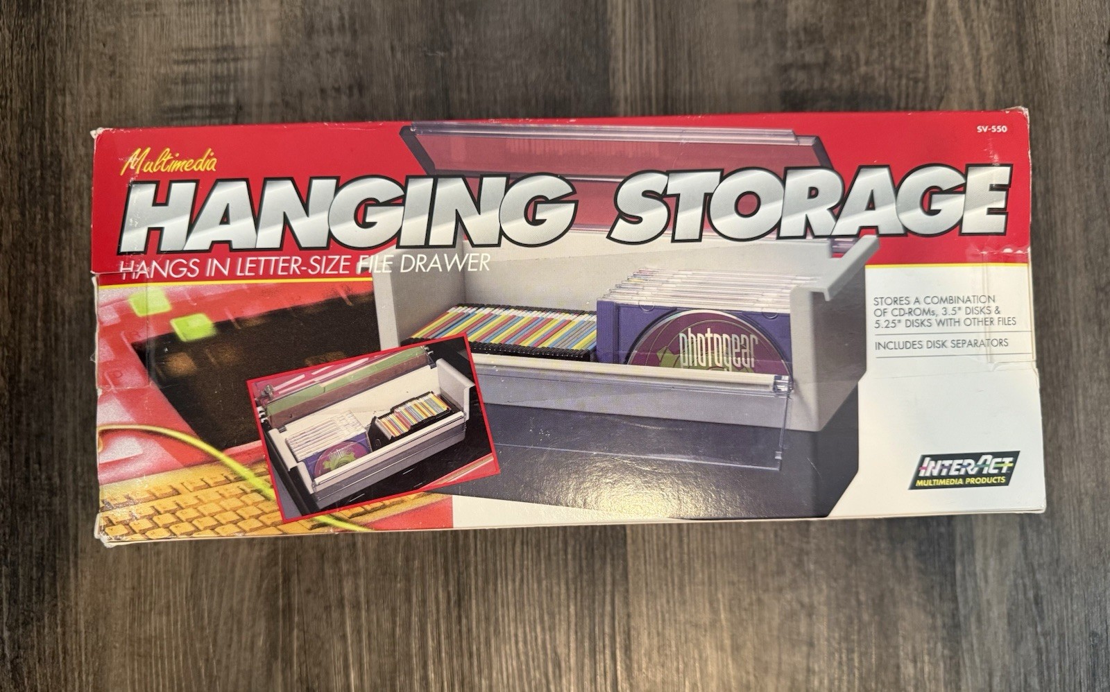 InterAct Hanging Multimedia Storage Floppy Disc Cd ROM 1995 VTG Sv-550 Open Box