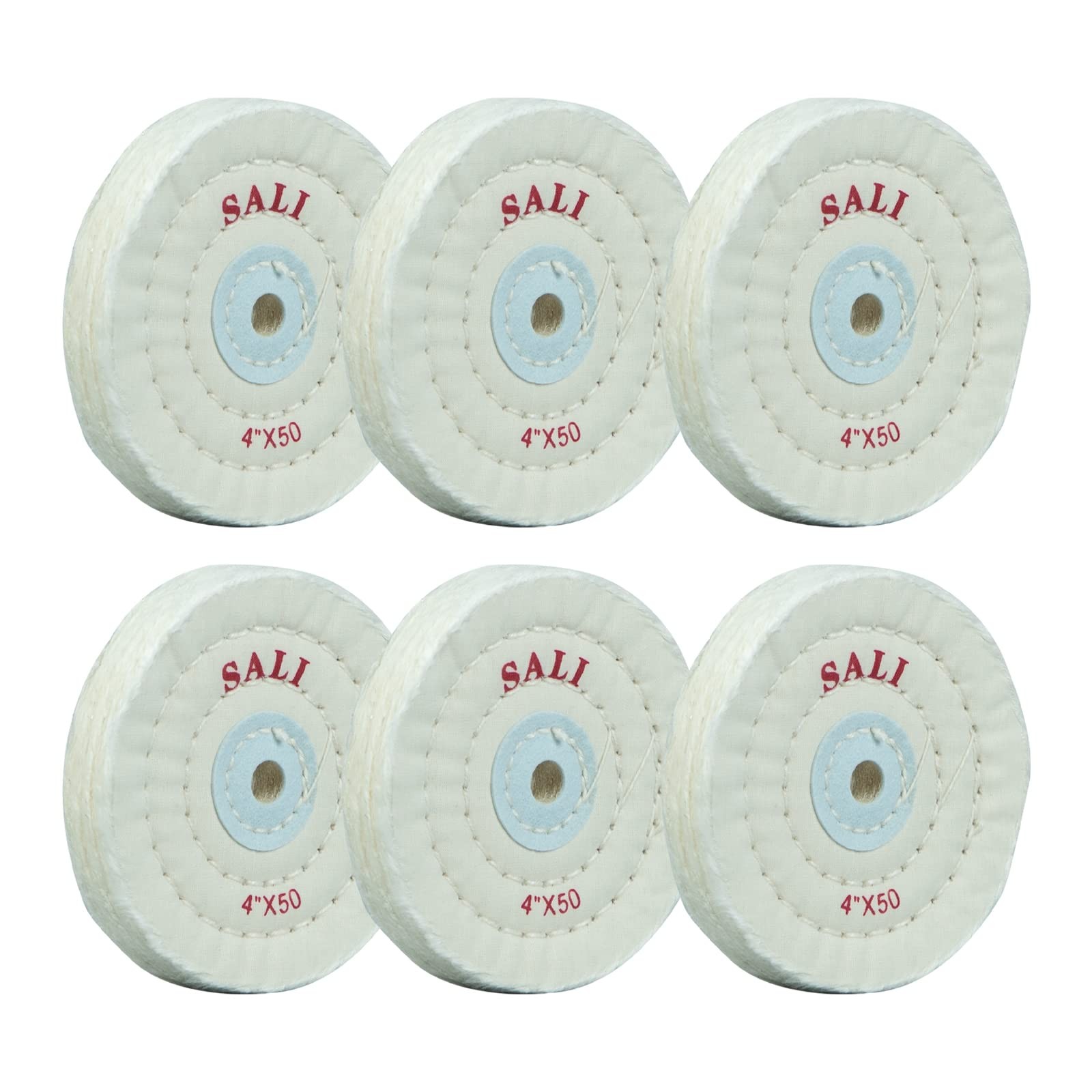 SALI 6 Pack Polishing Wheel for Bench Grinder Buffing 4 inch White