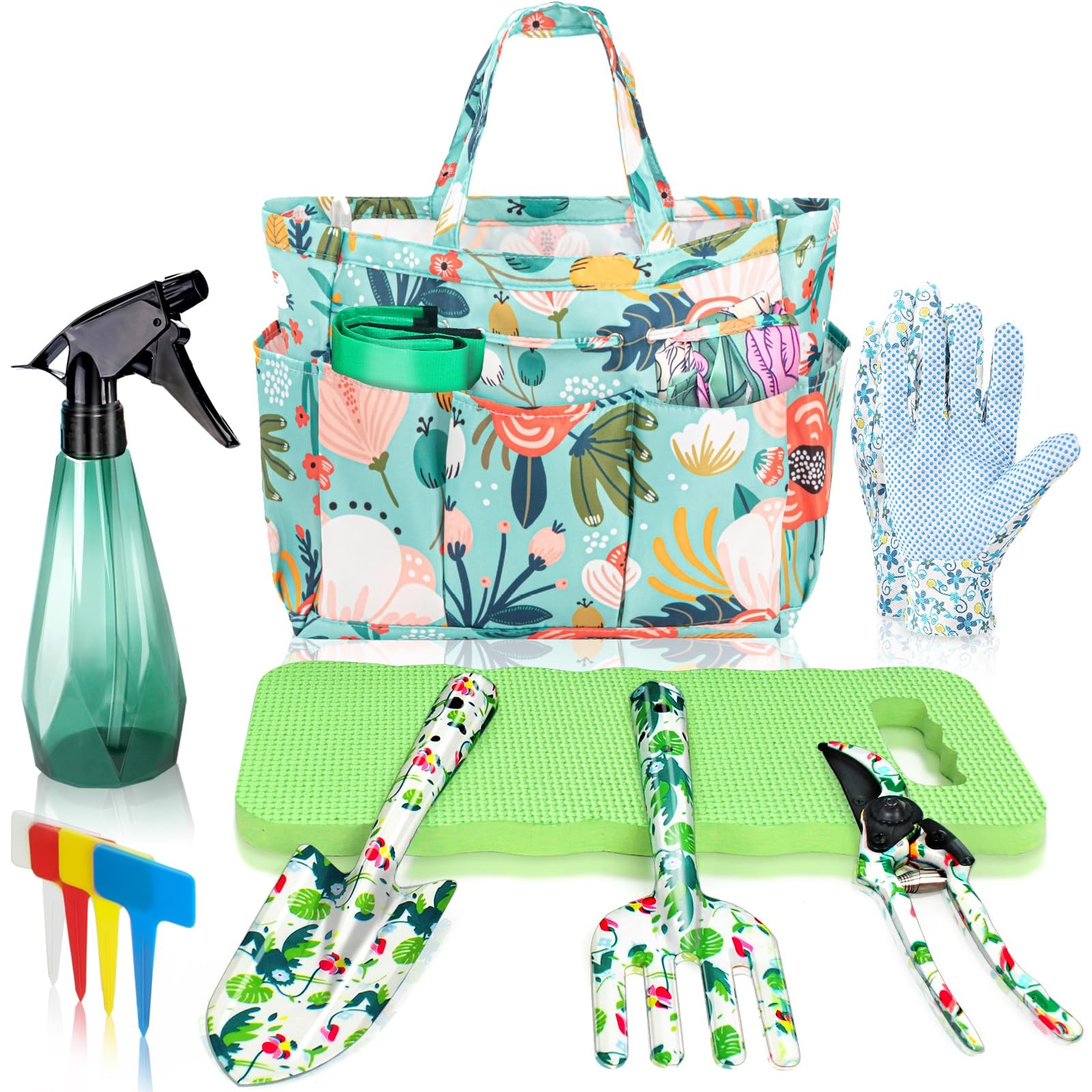 Gardening Gift Set for Adults - 10 Pcs Heavy Duty Garden Tools with Green