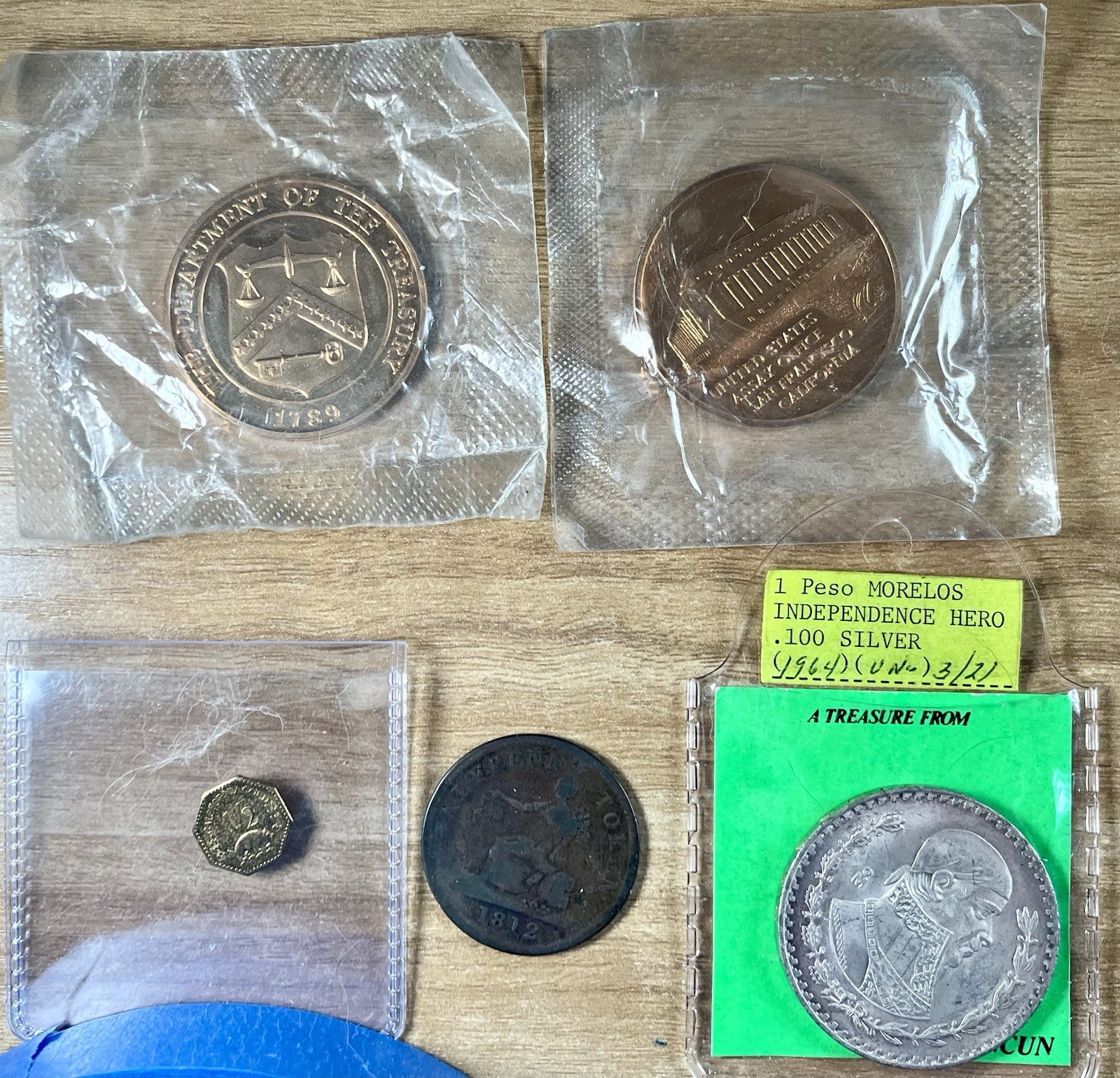 San Francisco Mint Tokens, 1964 Silver Peso, Cull 1812 Canada Half Penny Token