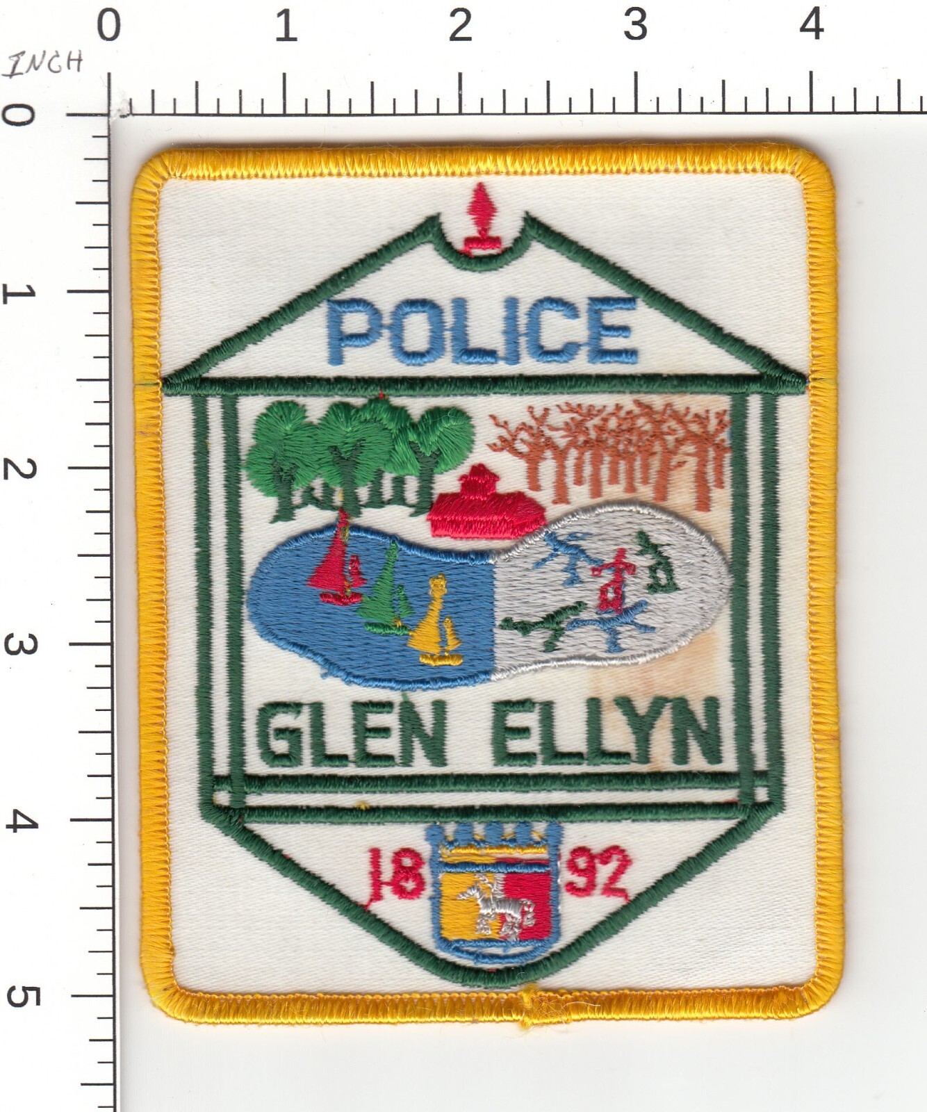 O/O/S GLEN ELLYN ILLINOIS POLICE COLLECTIBLE SQUARE SHAPE PATCH