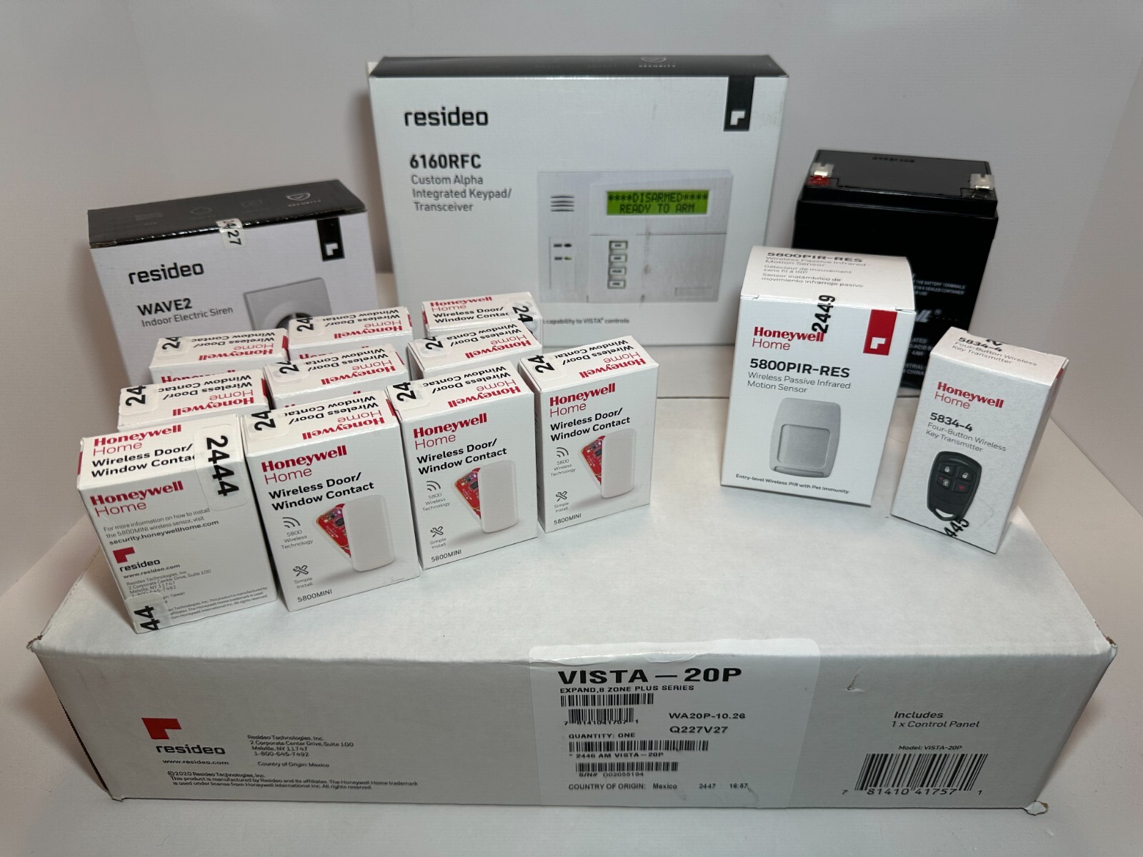 BRAND NEW KIT Honeywell Vista 20P, 6160RF, 10x 5800MINI, 5800PIR, 5834-4 key fob