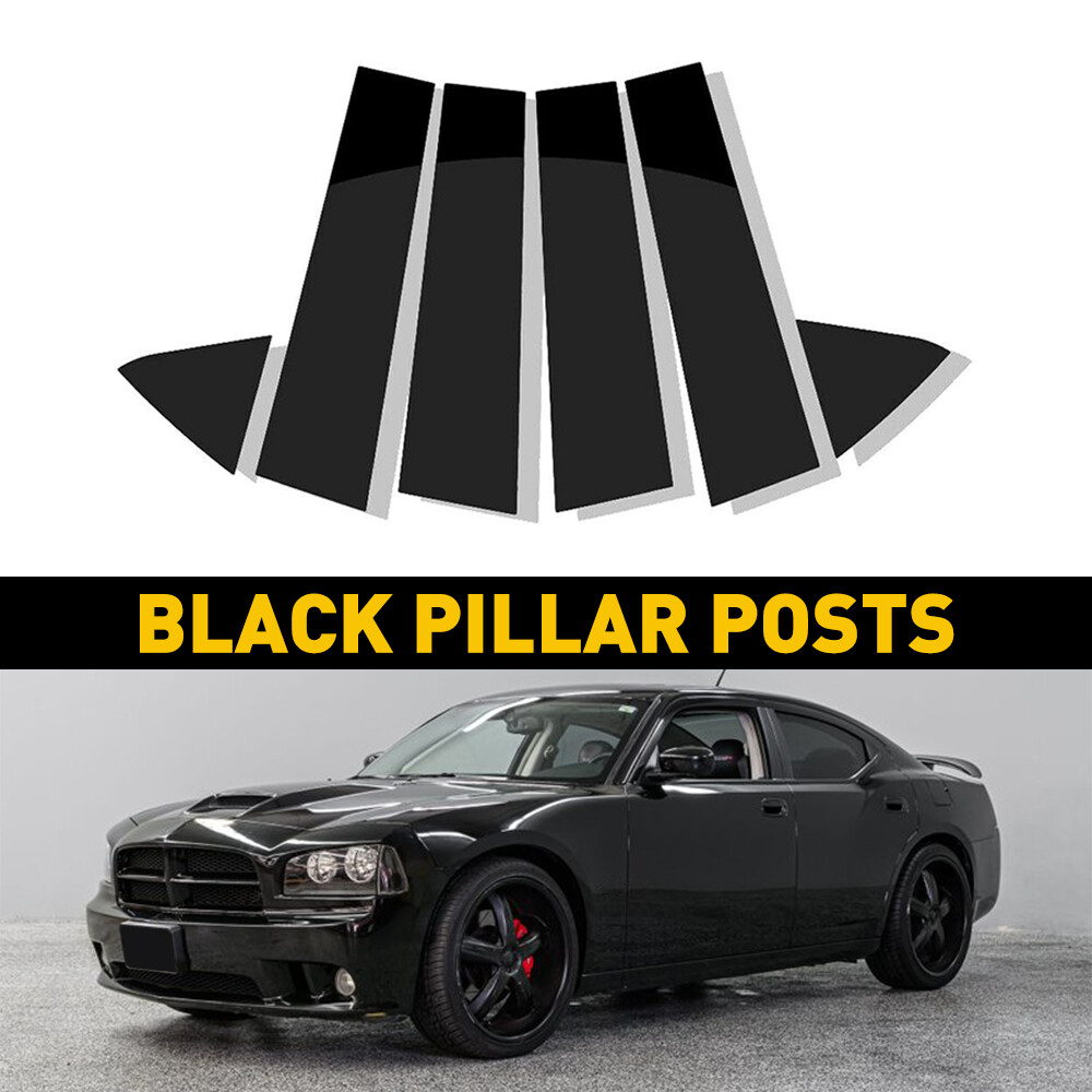 For Dodge Charger 2006-2010 6pc Black Posts Pillar Set Door Trim Piano Cover Kit