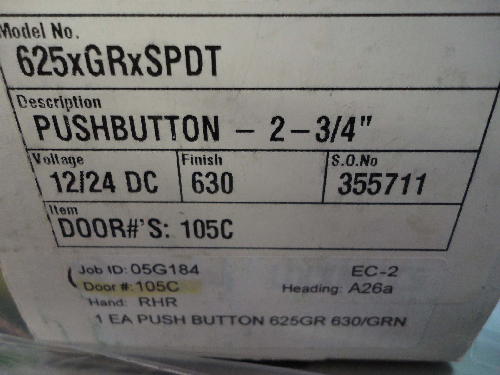 Locknetics 625GR, Green Push Button Switch, New, Free Shipping, 12-24v
