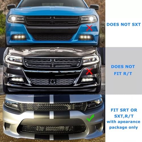 Front Upper Lower Grille For 2015-2023 Dodge Charger SRT Scat Pack LOWER+UPPER