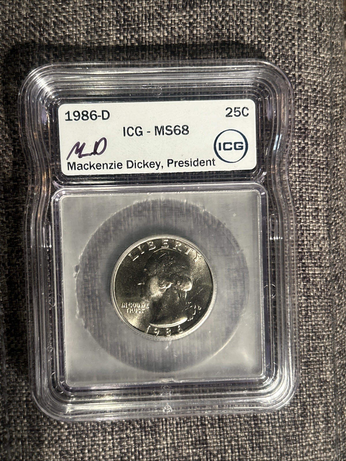 1986 D Washington Quarter ICG MS68 Uncirculated Business Strike 25C
