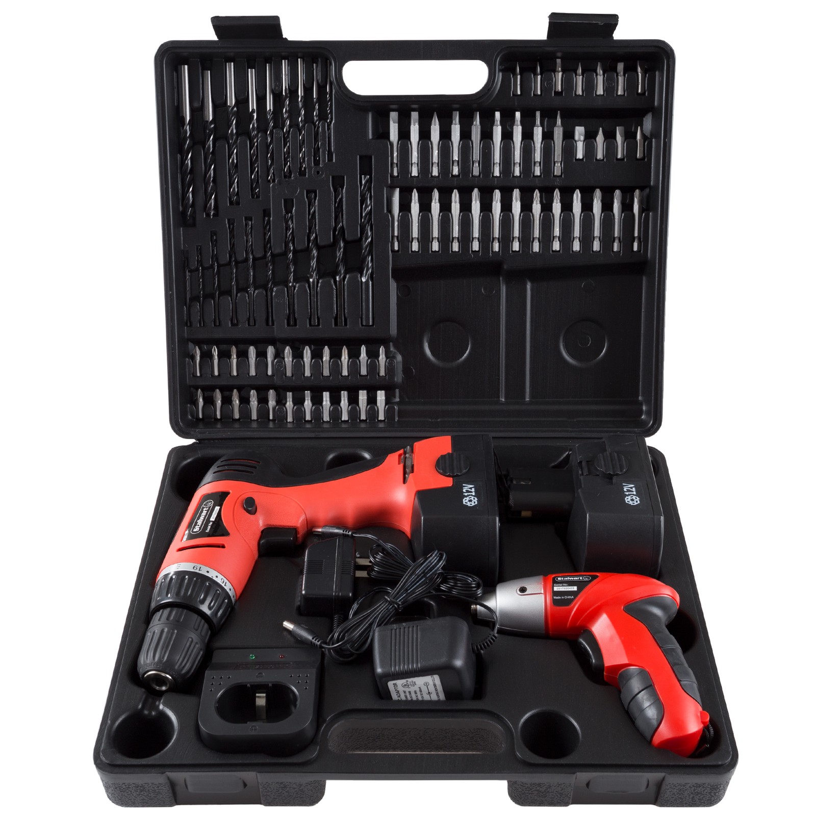 74 pc Combo Cordless Drill & Driver 2 Batteries with Acc Bits and Charger 12V