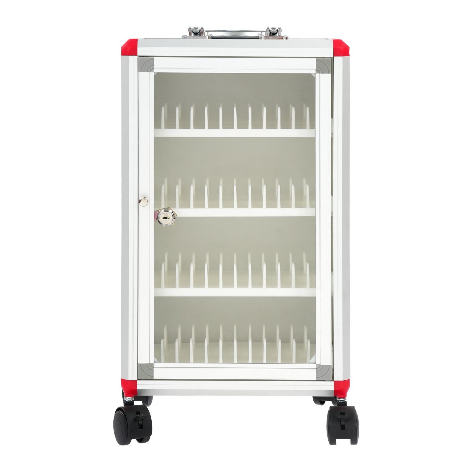 48-Slot Mobile Phone Storage Cabinet with Lock and Rolling Wheels