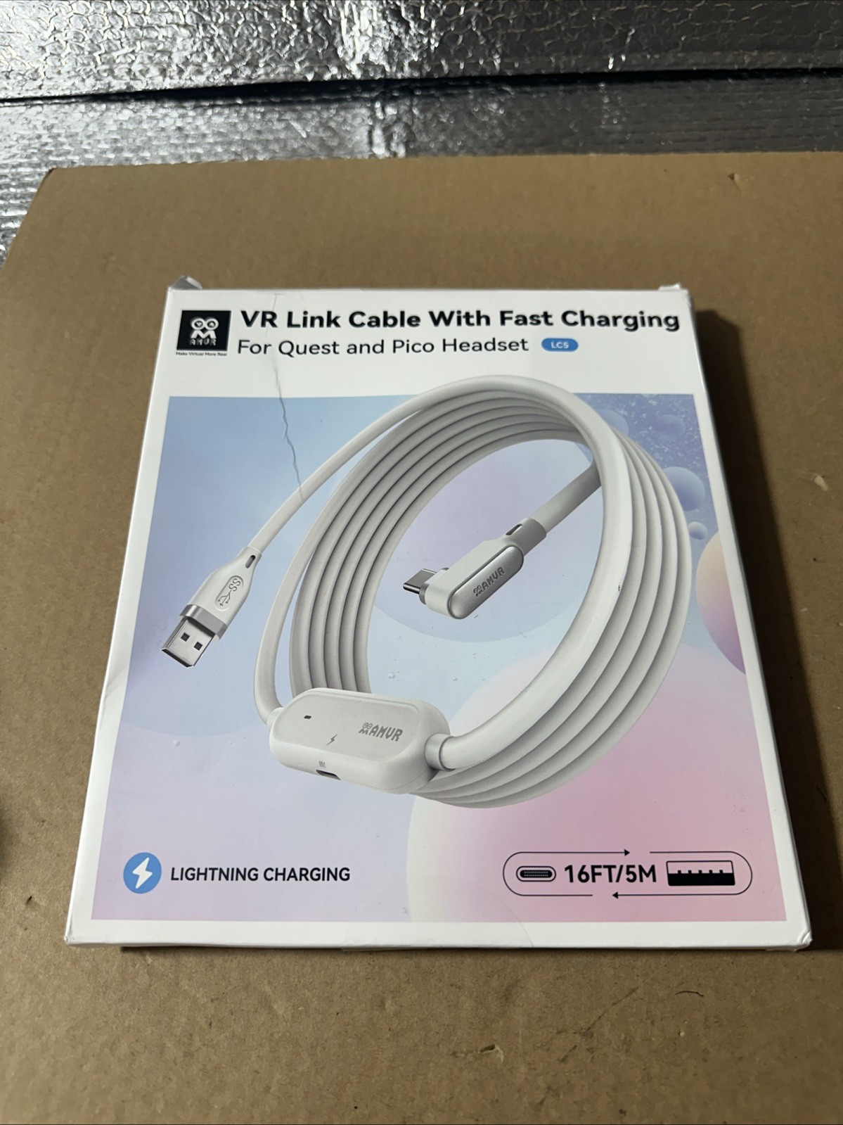 AMVR 16ft Cable with fast charging for Quest and Pico Headset- Used
