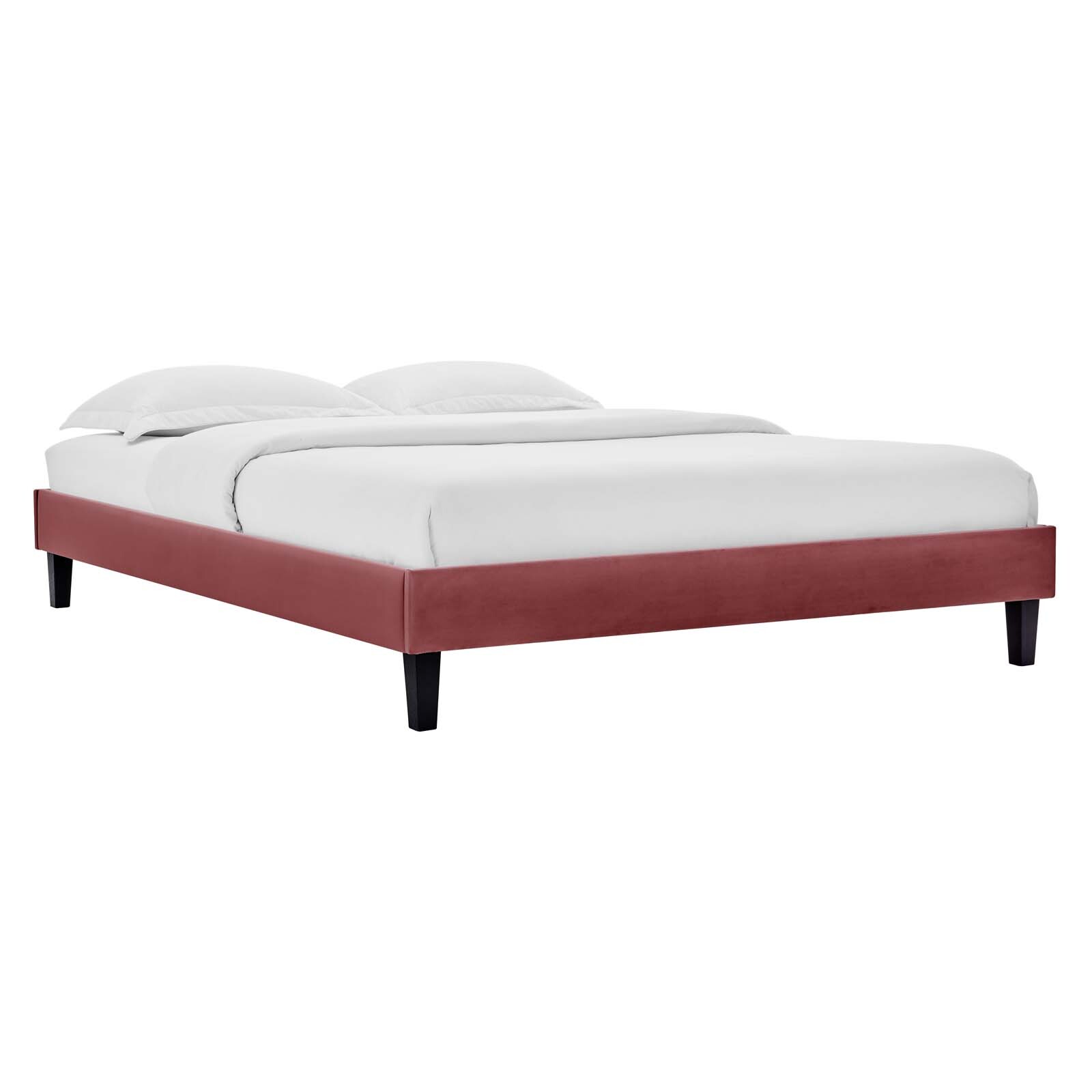 Modway Reign Performance Velvet Twin Platform Bed Frame in Dusty Rose