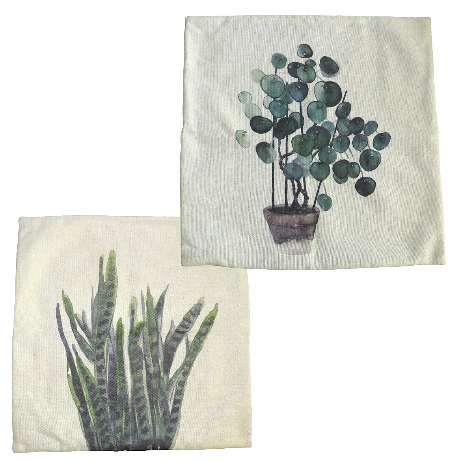 Woven Botanical  Zip Pillow Cases Set Of Two For Throw Pillows 17x17 In