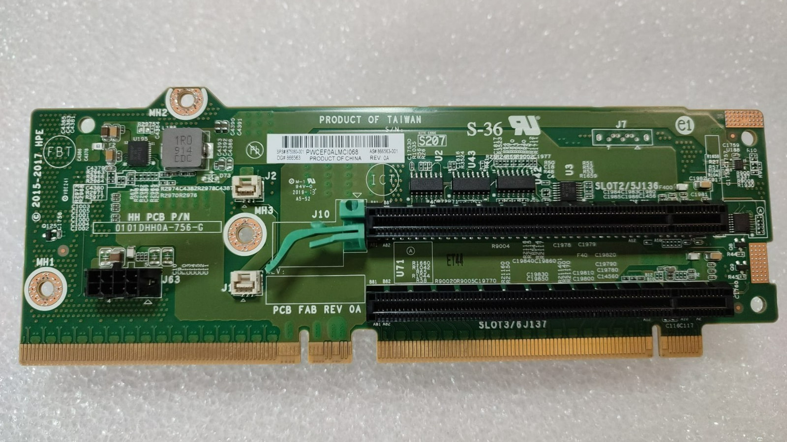 HP 875060-001 DL380 Gen10 2x 16R S2/3 Riser PCIe 866563-001