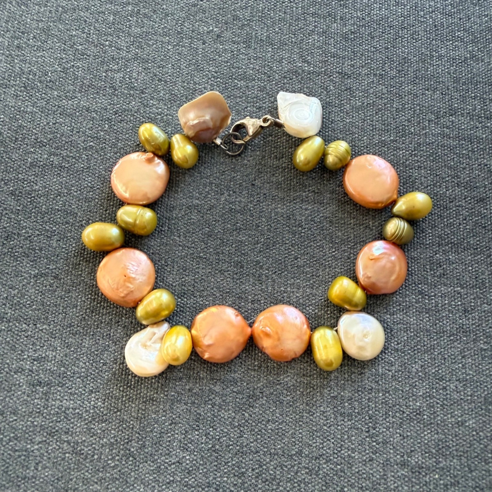 Bracelet Pearl Layering Handmade Chunky Colorful Sterling Silver