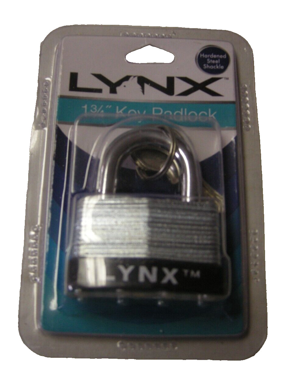 Lynx Key Padlock Hardened Steel Shackle, 1-3/4", #15027, Brand New