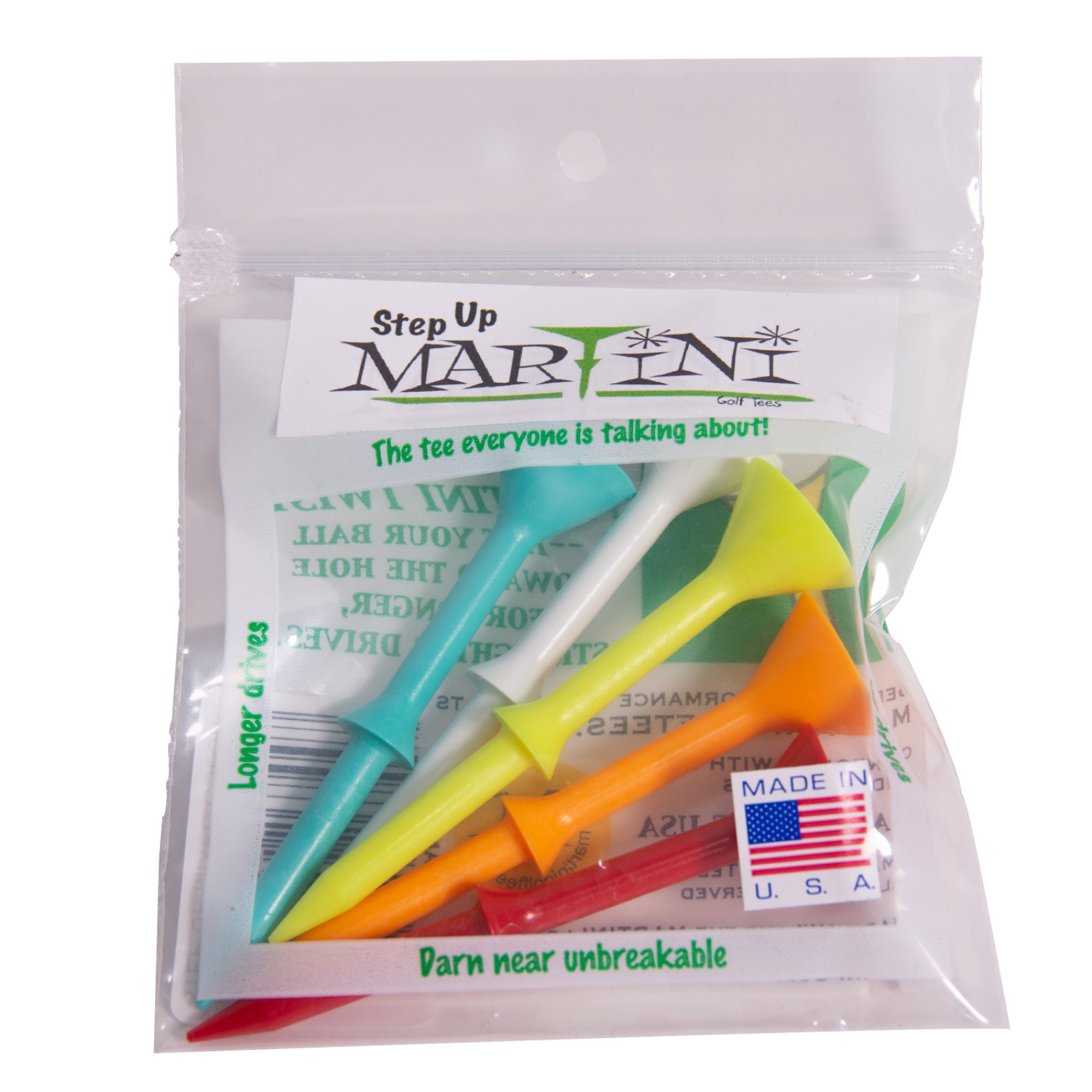 Martini Golf 3-1/4" Durable Plastic Step-Up Tees | Consistent Height | 5 Pack